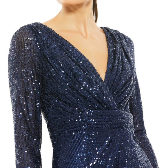 Mac Duggal Long Sleeve Sequined Midi Dress (4) - Picture 3 of 3